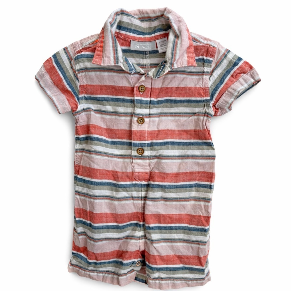 Baby Summer Romper The Children’s Place Striped Button Up 18M Lightweight